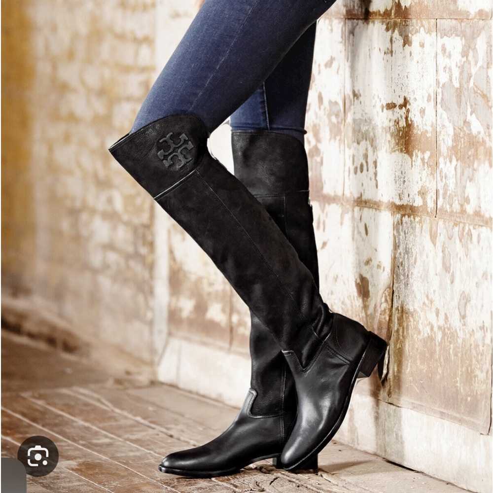 Tory Burch Black Simone Over the Knee Boots - 7